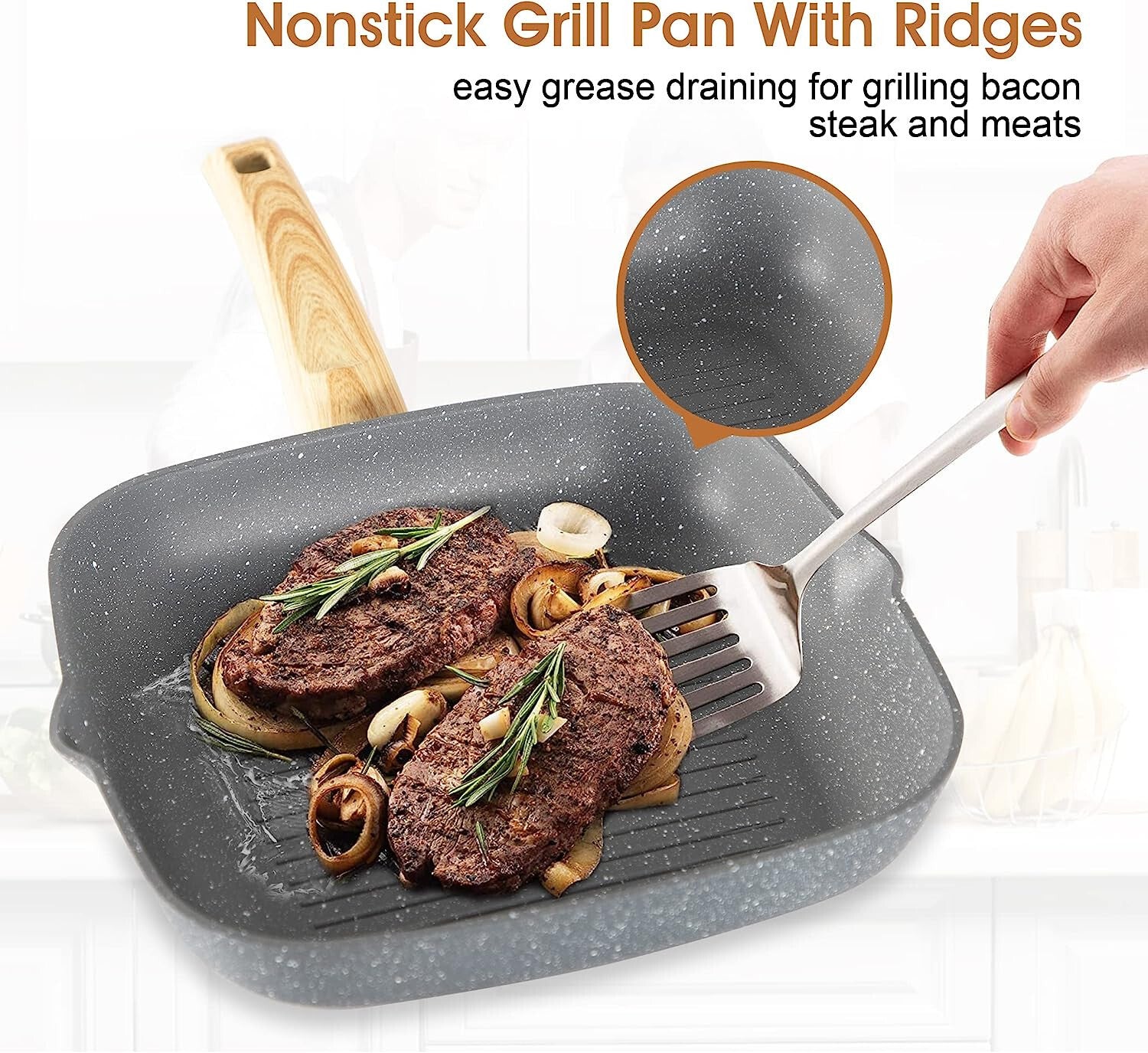 17Piece Pots and Pans Set Nonstick Induction Cookware Set Granite Coated Pot Set