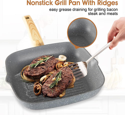 17Piece Pots and Pans Set Nonstick Induction Cookware Set Granite Coated Pot Set